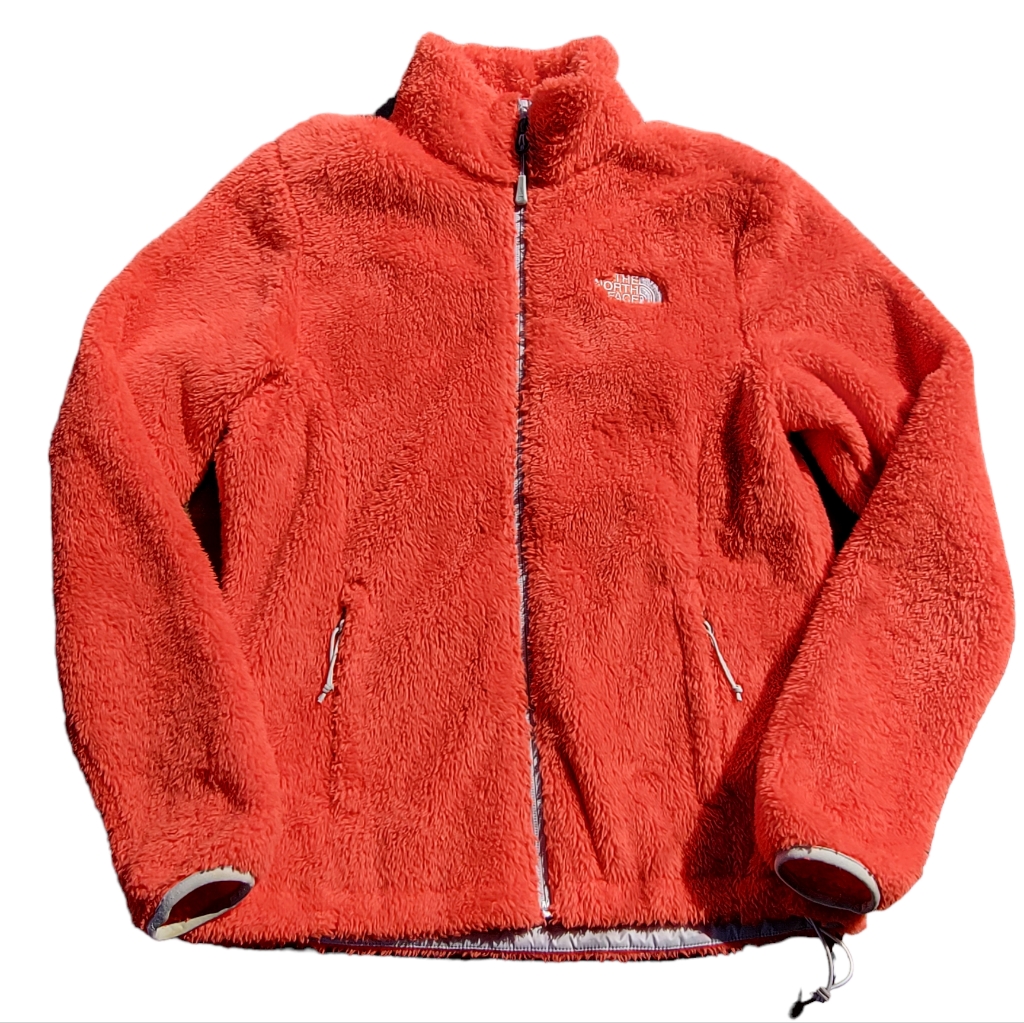 The North Face Vintage Fleece Bright Orange Red Fleece Zip Up Jacket Women's S